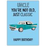 Classic Vintage Car Happy Birthday Card for Uncle with Humorous Age Message