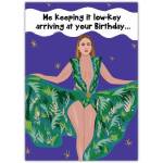 Funny Low-Key Birthday Card with Bold Fashion Illustration for Her
