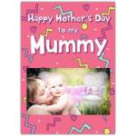 Personalised Happy Mothers Day Card for Mummy with Photo Insert Pink Design
