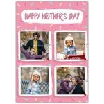 Personalised Happy Mother's Day Card with Four Photo Collage and Pink Confetti Design