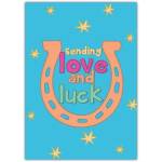 Sending Love and Luck Good Wishes Card with Horseshoe and Stars Design