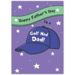 Happy Father's Day Card for Golf Mad Dad with Blue Cap Design
