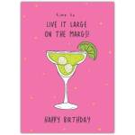 Live It Large Margarita Birthday Card with Lime Slice on Pink Background