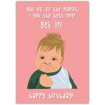Funny Birthday Card for Nana with Baby Cartoon and Humorous Message