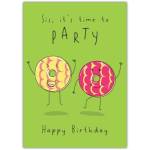 Happy Birthday Sister Fun Party Donut Illustrated Greeting Card