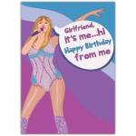 Funny Birthday Card for Girlfriend Humorous Pop Star Singing Happy Birthday Design