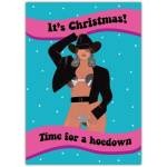 It's Christmas Time for a Hoedown Funny Sexy Country Western Holiday Card