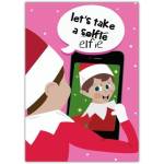 Let's Take a Selfie Elfie Funny Christmas Elf Selfie Greeting Card