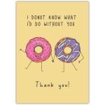 Thank You Card with Cute Donut Characters Humorous Appreciation Greeting