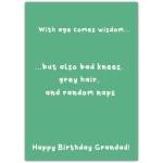 Humorous Happy Birthday Card for Grandad with Age and Wisdom Message