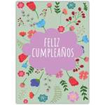 Feliz Cumpleaños Floral Birthday Greeting Card in Spanish with Colourful Flowers