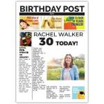 Personalised 30th Birthday Newspaper Style Greeting Card with Photo and Custom Text