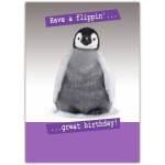 Flippin' Great Birthday Penguin Card with Personalised Text Option