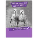 Funny Birthday Card Featuring Cute Ducklings with Humorous Age Joke