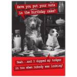 Funny Birthday Card with Dogs Humorous Cake Baking Joke Design