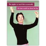 Funny Humorous Birthday Card She Giggles So Much Tears Run Down Her Leg