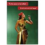 Festive Humorous Christmas Card Vintage Style Woman Toasting with Cocktail