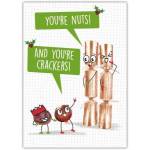 You're Nuts And You're Crackers Humorous Christmas Greeting Card