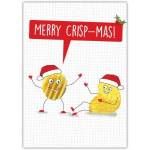 Merry Crisp-Mas Humorous Christmas Card with Festive Crisps Wearing Santa Hats