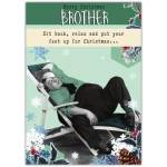 Merry Christmas Brother Relaxing Chair Festive Seasonal Greeting Card