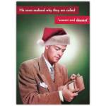 Retro Man Checking Empty Wallet Christmas Humour Greeting Card