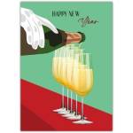 Happy New Year Champagne Toast A5 Greeting Card with Personalised Message Option