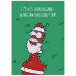 Funny Christmas Card with Santa and Group Chat Humour Suitable for Holiday Season