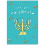 Happy Hanukkah Card with Menorah and Stars Holiday Greeting Card