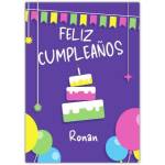 Personalised Feliz Cumpleaños Birthday Card with Cake Balloons and Bunting Design