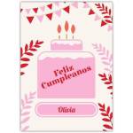 Personalised Pink Feliz Cumpleaños Birthday Card with Cake and Bunting Design