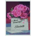 Personalised Thank You Card with Pink Roses and Custom Name Option