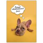 Personalised French Get Well Soon Card with Cute Puppy and Thought Bubble Design
