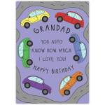 Grandad Birthday Card with Cars and Pun Love Message Suitable for Personalisation