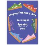 Happy Fathers Day Card to a Super Spezial Dad with Colourful Trainers Design