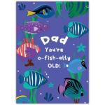 Dad Birthday Card O-Fish-Ally Old Underwater Fish Pun Design