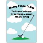 Funny Father's Day Card for Dad Who Can Fix Anything Except His Golf Swing