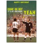 Funny Football Referee Birthday Card with Humorous Yellow Card Design
