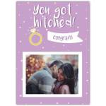 You Got Hitched Wedding Congratulations Photo Upload Card with Gold Ring Design