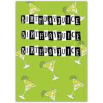 Funny Birthday Card with Birthday Juice Cocktails on Lime Green Background