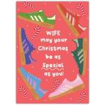 Christmas Card for Wife with Colourful Trainers and Candy Canes Design