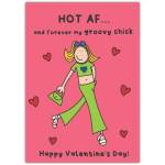 Groovy Chick Valentine's Day Card with Retro Illustration and Loving Message