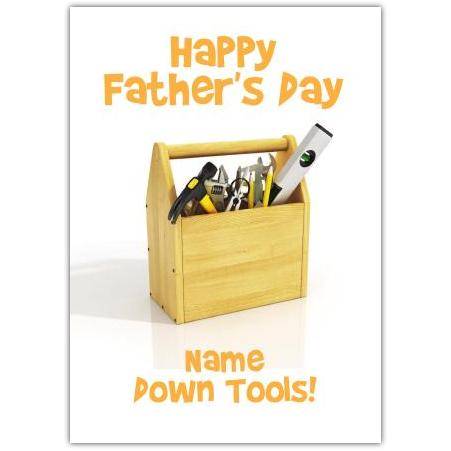 Personalised Happy Fathers Day Card with Toolbox Design Down Tools Theme