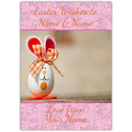 Personalised Easter Card with Bunny Egg Design for Custom Easter Wishes