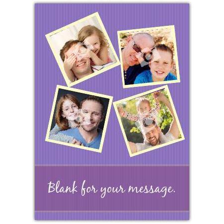 Personalised Four Photo Purple Keepsake Card Suitable for All Occasions