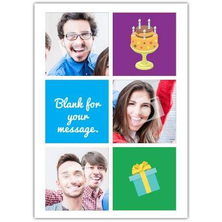 Personalised Happy Birthday Card with Photo Collage Cake and Present Design