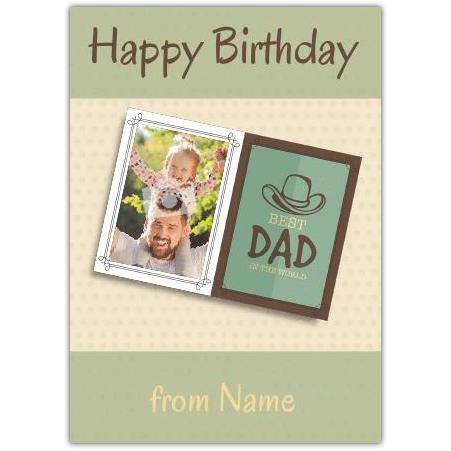 Personalised Cowboy Hat Best Dad Happy Birthday Photo Card