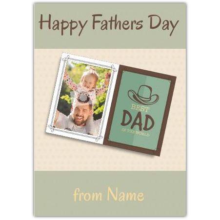 Personalised Fathers Day Card with Cowboy Hat Design and Photo Frame for Dad