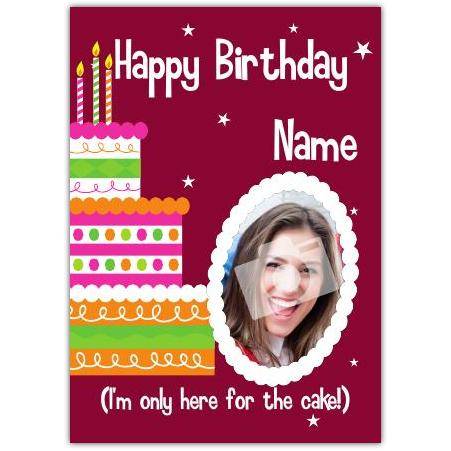 Personalised Happy Birthday Card With Cake Design and Photo Upload Option