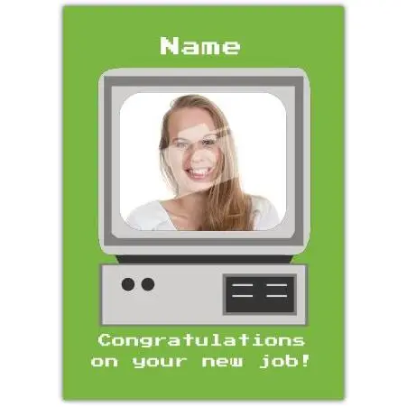 Personalised Retro Computer Style Congratulations On Your New Job Card