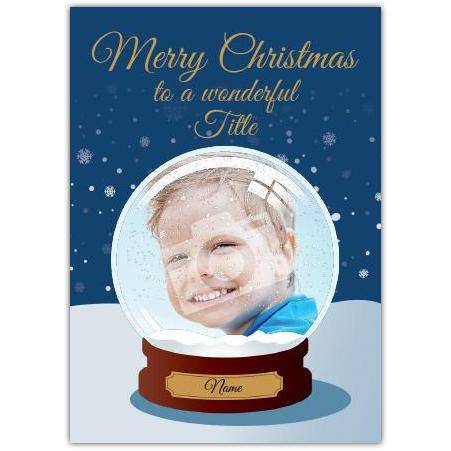 Personalised Merry Christmas Snow Globe Photo Card for Family or Friends